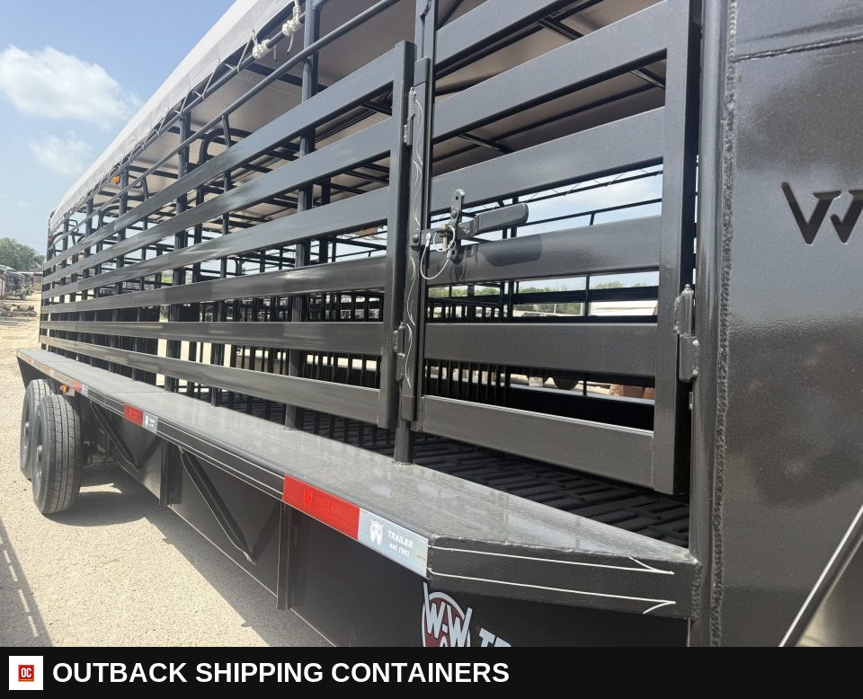 2026 WW ROUSTABOUT 6'8"X24' Livestock Stock Combo Trailer — Interior Floor And Walls | Outback Shipping Containers 2026 WW ROUSTABOUT 6'8"X24' Livestock Stock Combo Trailer for sale — interior floor and walls