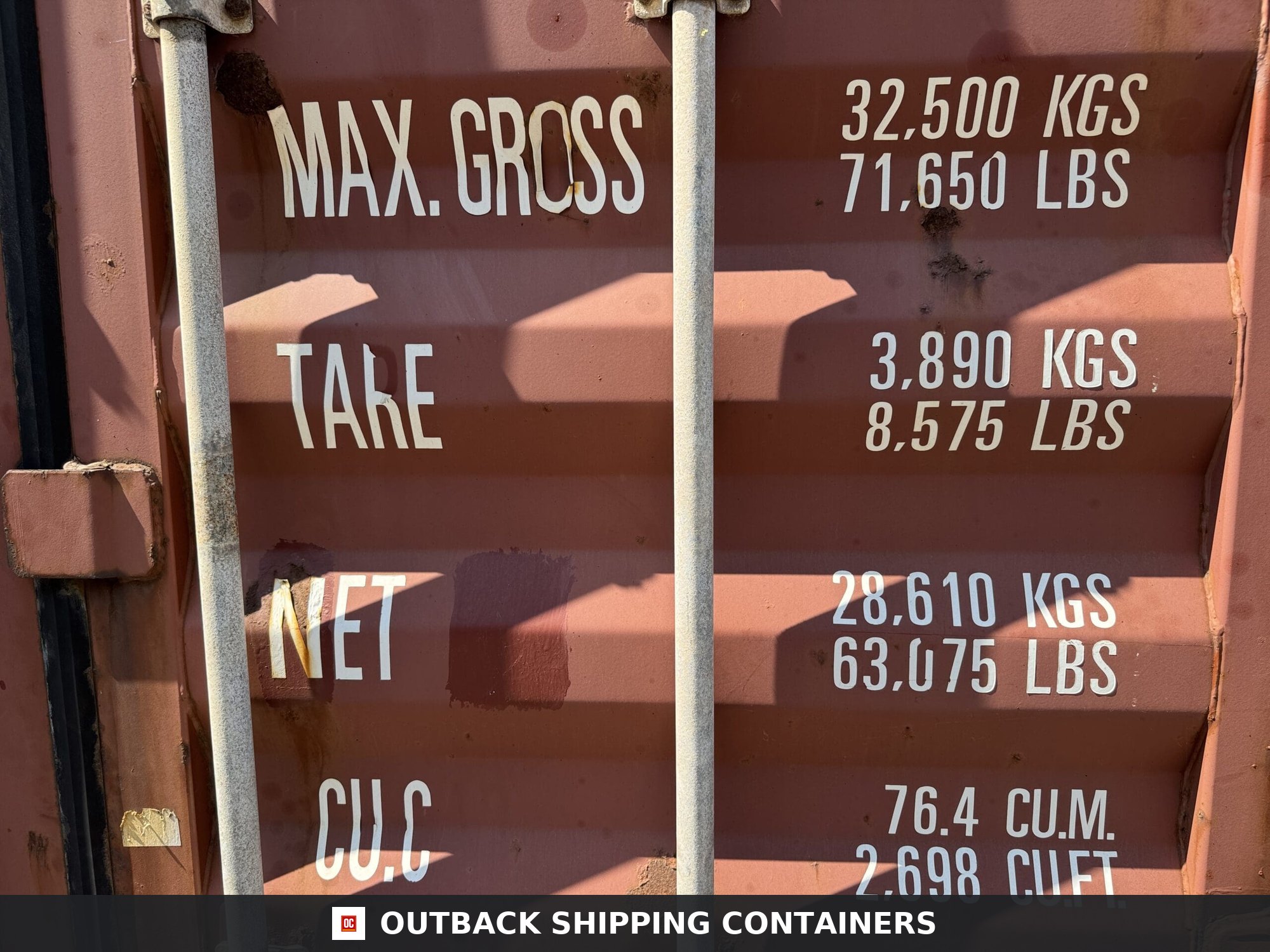 40ft Used High Cube Shipping Container for Sale — Interior View | Outback Shipping Containers 40ft Used High Cube Shipping Container – Wind & Watertight – Red — 40ft — used (image 5 of 12)