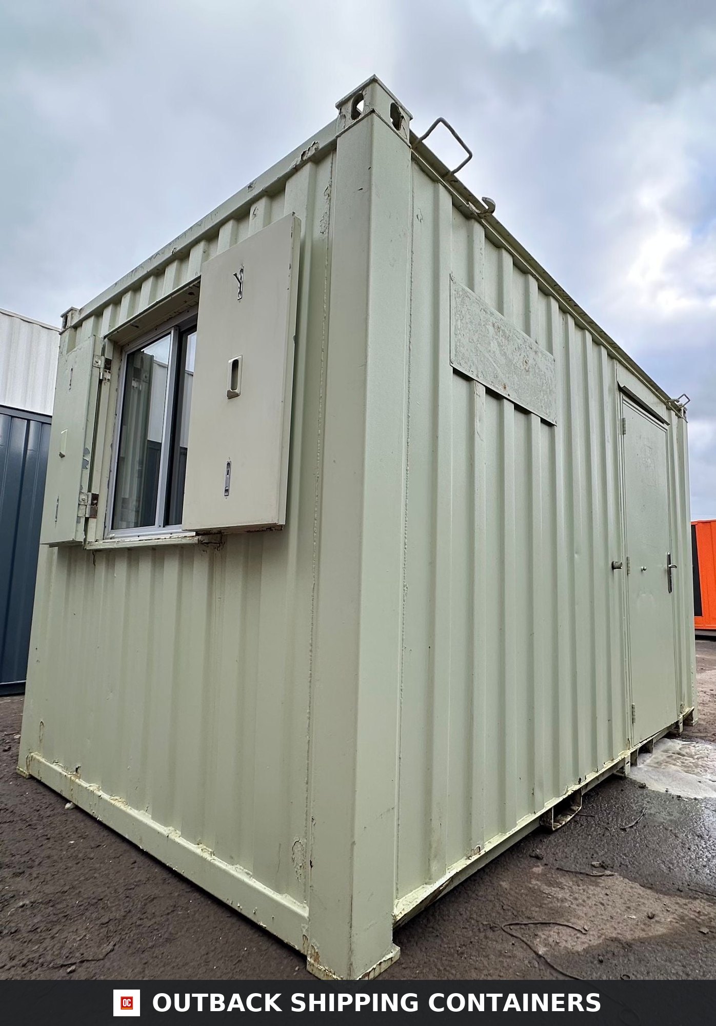 12 x 8 ft for Sale — Door and Entry Detail | Outback Shipping Containers 12 x 8 ft — Canteen / Office — Building Site Accommodation — Portable Anti-Vandal Cabin - image 7