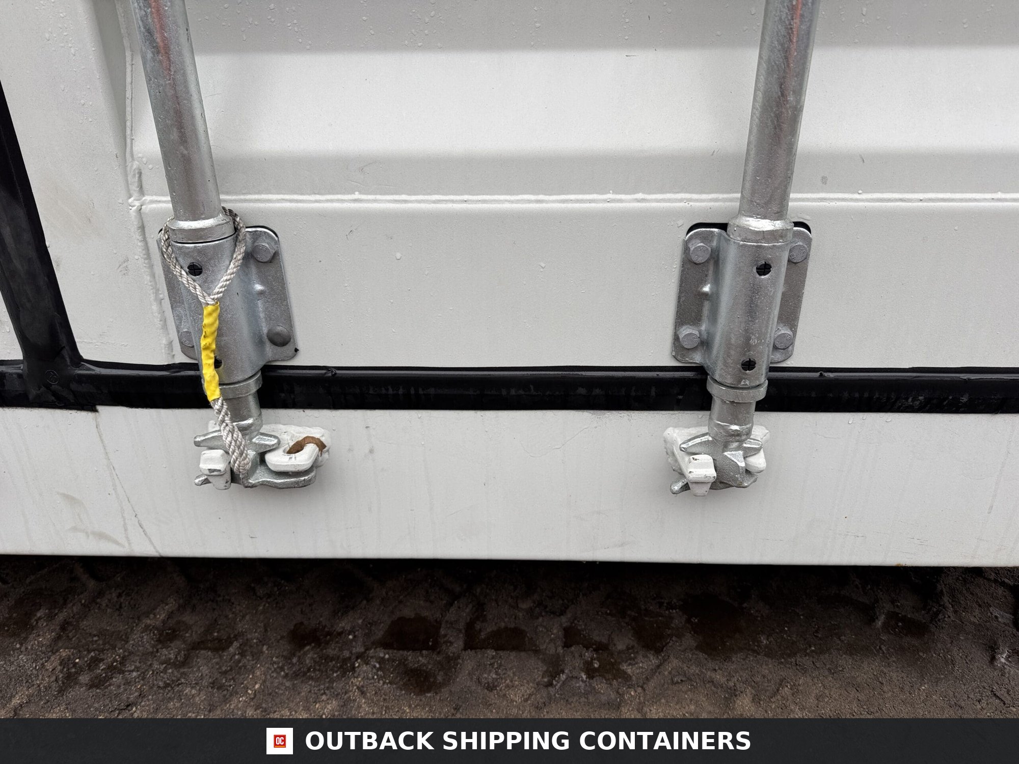 40ft New High Cube Shipping Container — Door and Entry Detail | Outback Shipping Containers 6 40ft New High Cube Shipping Container – Wind & Watertight – Lt Gray — 40ft — new (image 7 of 12)