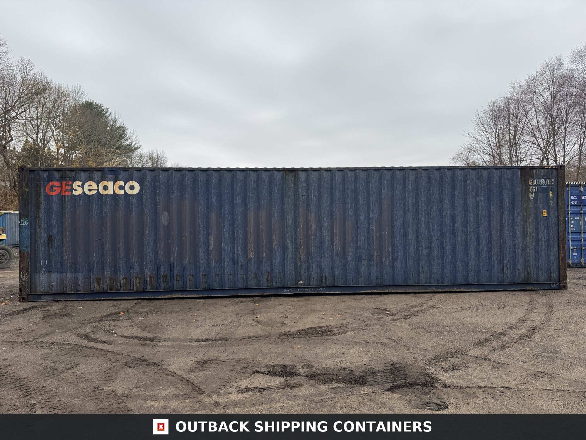 40ft Used High Cube Shipping Container for Sale — Interior View | Outback Shipping Container 5 40ft Used High Cube Shipping Container – Wind & Watertight – Blue — 40ft — used (image 5 of 12)