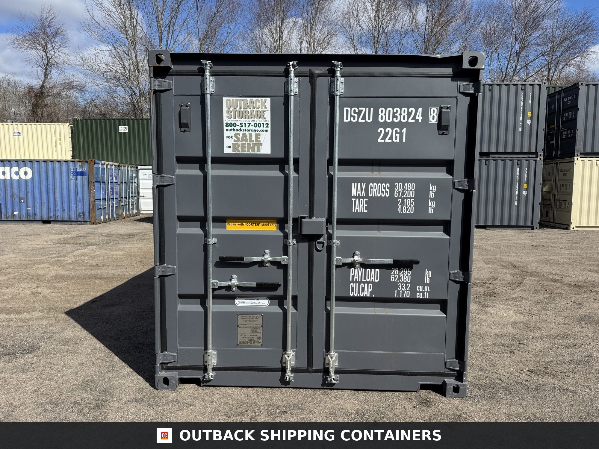 20ft New Shipping Container – Wind & Watertight – Gray — 20ft — new (image 3 of 12)