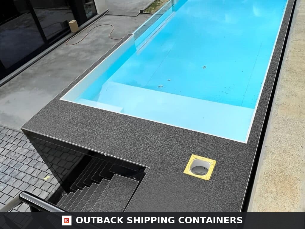 20ft Shipping Container Swimming Pool with Convenient Side — Window and Shutter Detail 20ft Shipping Container Swimming Pool with Convenient Side Staircase — 20ft — new (image 8 of 10)
