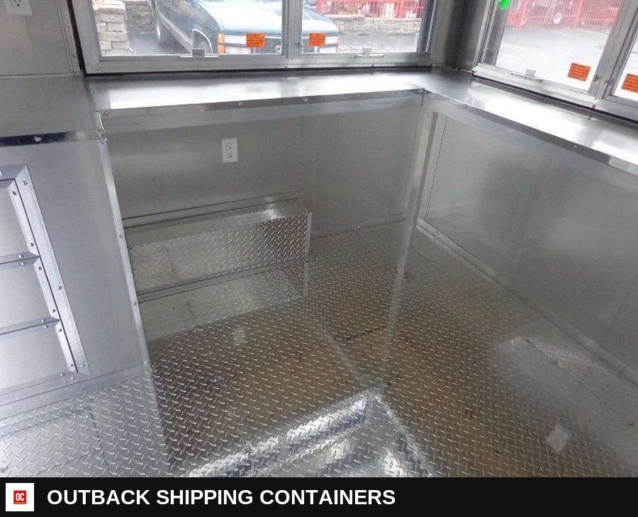 8.5 x 14 White Custom Enclosed Kitchen Concession Trailer — Equipment And Appliance Detail | Outback Shipping Containers 8.5 x 14 White Custom Enclosed Kitchen Concession Trailer for sale — equipment and appliance detail