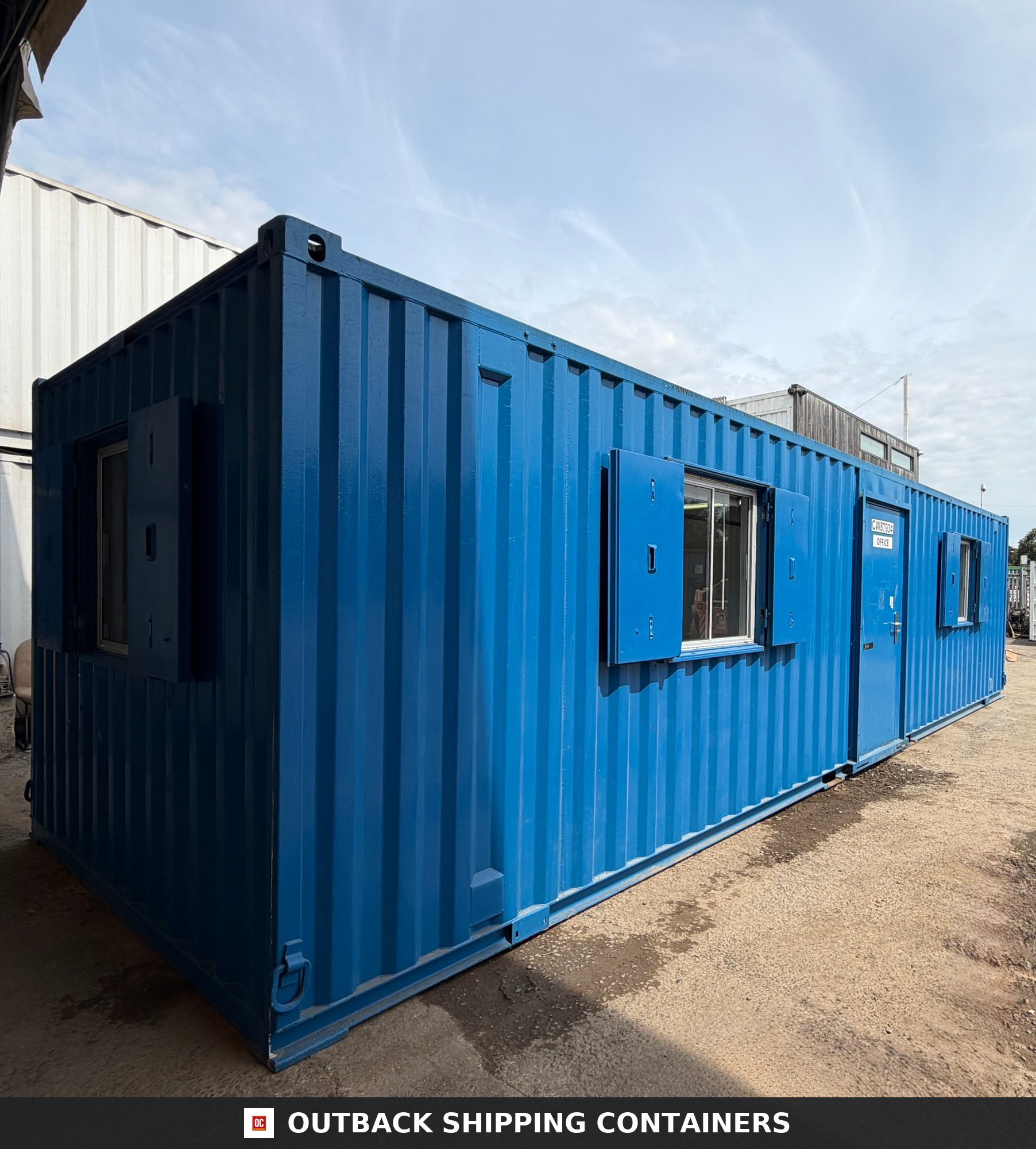 32x10ft for Sale — Three-Quarter Angle View | Outback Shipping Containers 32x10ft — Canteen / Office — Building Site Accommodation — Portable Anti-Vandal - image 3