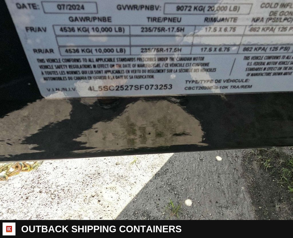 New 2025 Behnke 7 x 20 Equipment 20k Trailer — Driver-Side Profile | Outback Shipping Containers New 2025 Behnke 7 x 20 Equipment 20k Trailer for sale — driver-side profile