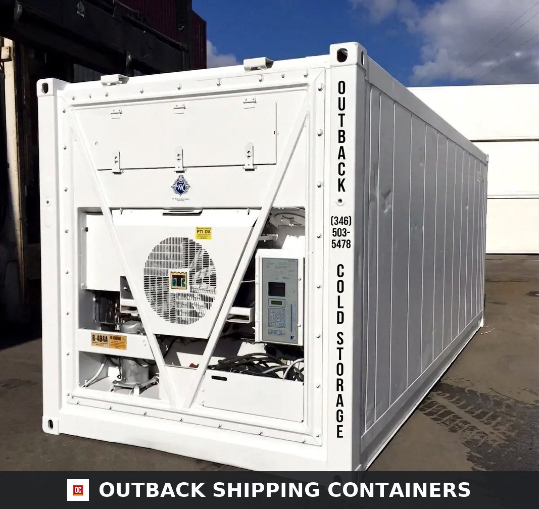 20ft Freezer Container for Sale — Side Profile View | Outback Shipping Containers 20ft Freezer Container – Mobile Cold Storage Unit (Thermo King / Reefer) — 20ft refrigerated container (image 1 of 6)