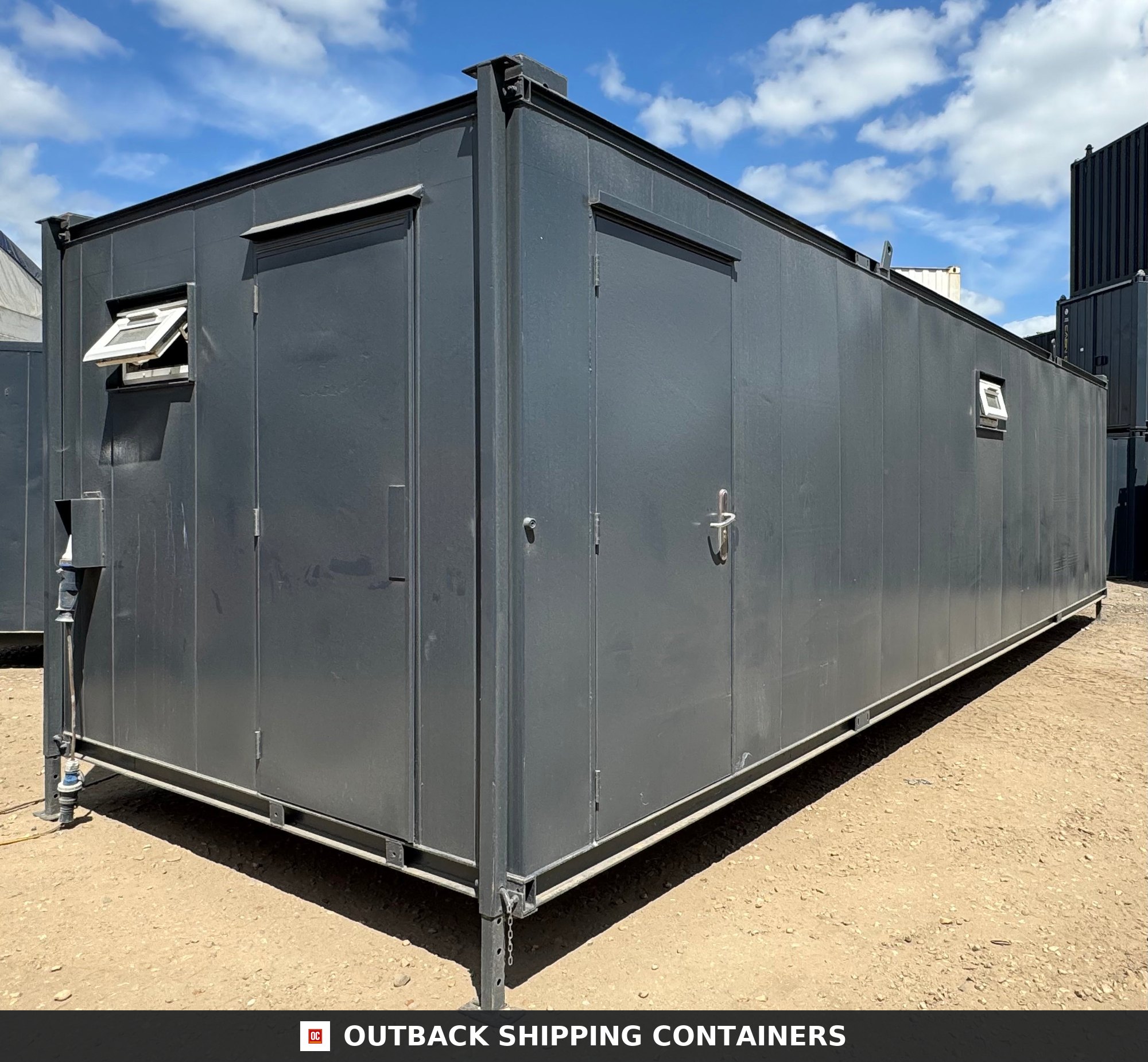 32 x 10 ft for Sale — Side Profile View | Outback Shipping Containers 32 x 10 ft — 6+1 Toilet Block — Anti-Vandal Portable Toilet Block — No 1070 — primary exterior image 1 of 19