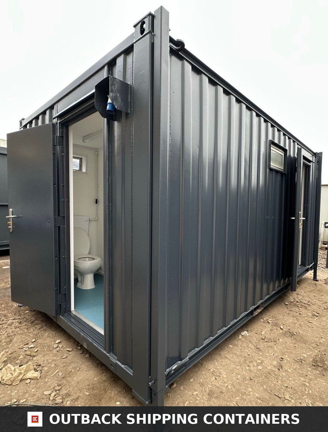 3+1 Toilet Block for Sale — Side Profile View | Outback Shipping Containers 2 3+1 Toilet Block — 16 x 9 ft Anti-Vandal — Portable Toilet Block — No 1108 — primary exterior image 1 of 12