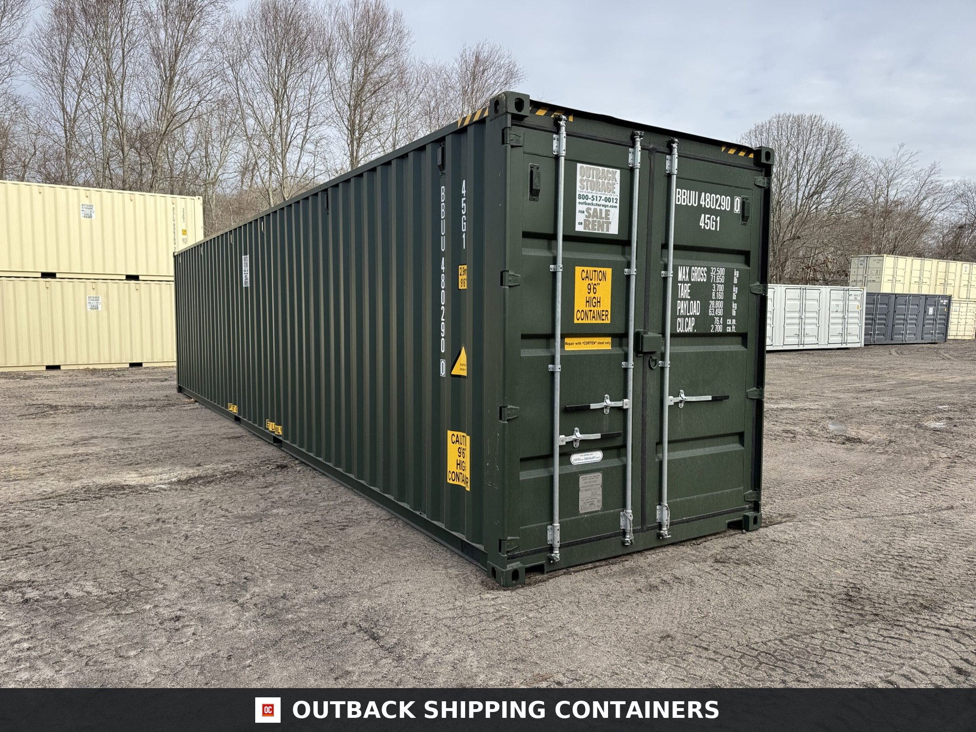40ft New High Cube Shipping Container – Wind & Watertight – Green — 40ft — new (image 1 of 12)
