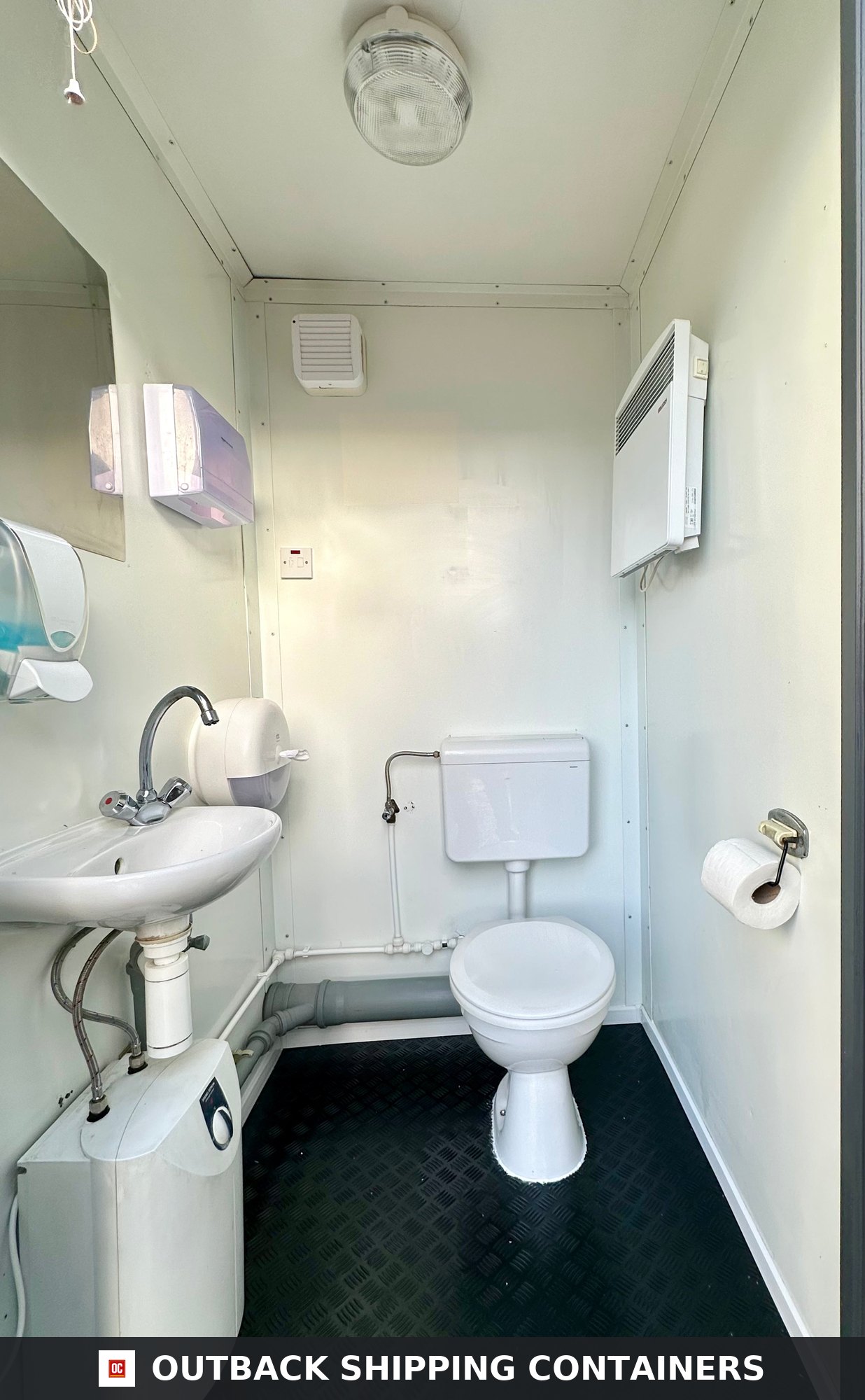 Double Toilet Block for Sale — Three-Quarter Angle View | Outback Shipping Containers Double Toilet Block — Male/Female WC — 8 x 5 ft — Refurbished Portable — 1+1 Toilet — No 1388 — product gallery image 2 of 8