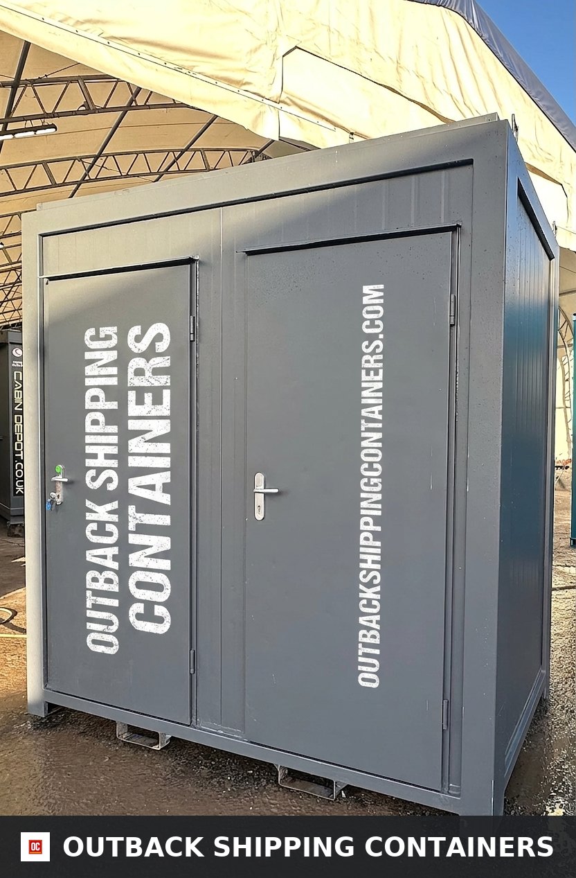 Double Toilet Block for Sale — Rear Exterior View | Outback Shipping Containers Double Toilet Block — Male/Female WC — 8 x 5 ft — Refurbished Portable — 1+1 Toilet — No 1388 — product gallery image 3 of 8