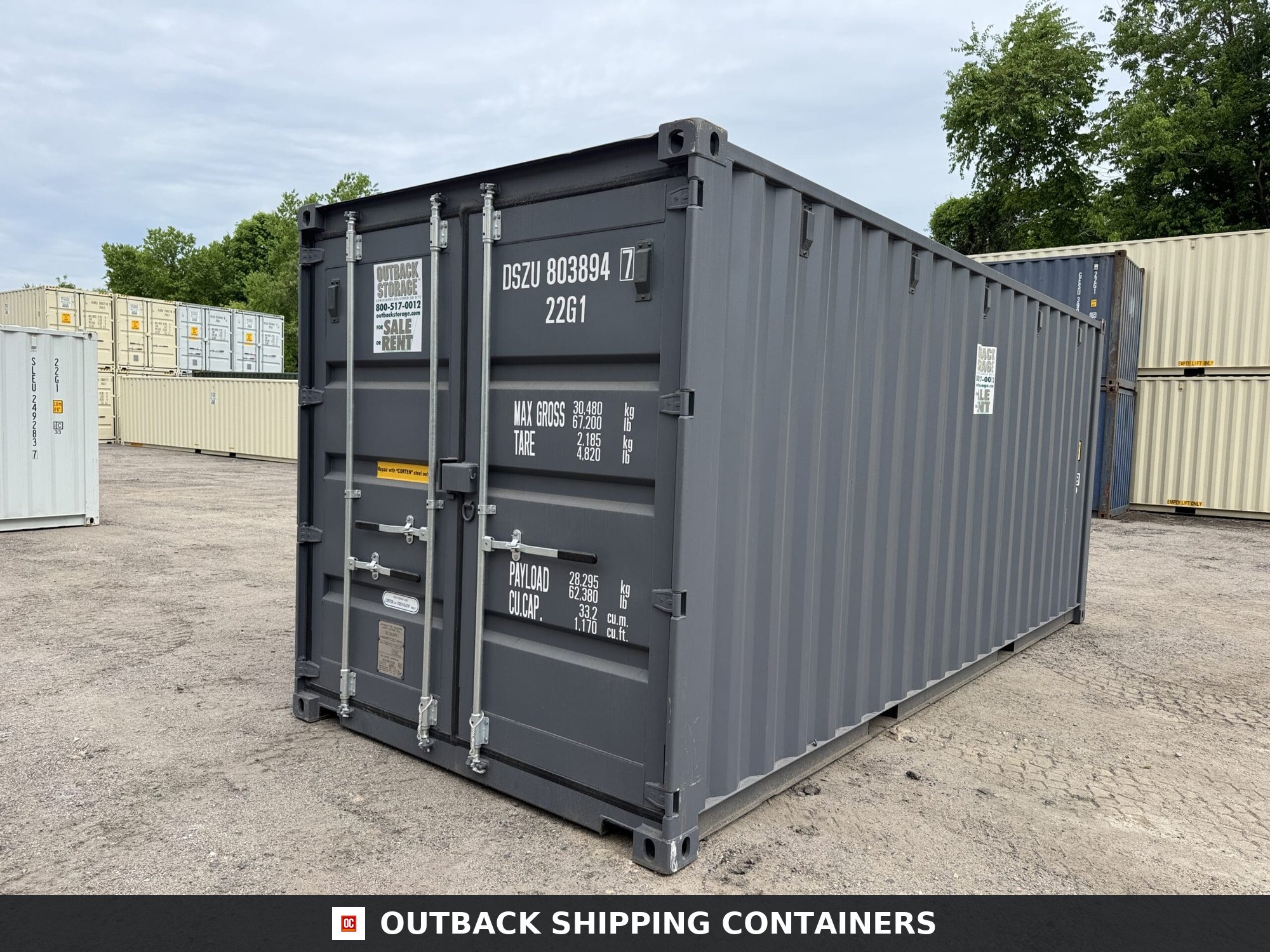 20ft New Shipping Container – Wind & Watertight – Gray — 20ft — new (image 8 of 12)