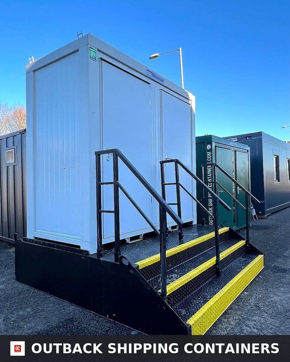8x5 ft Toilet Block & New Stepped Effluent Waste Tank for Sale — Door and Entry Detail 8x5 ft Toilet Block & New Stepped Effluent Waste Tank — Brand New Bundle — No B2 — product gallery image 7 of 7