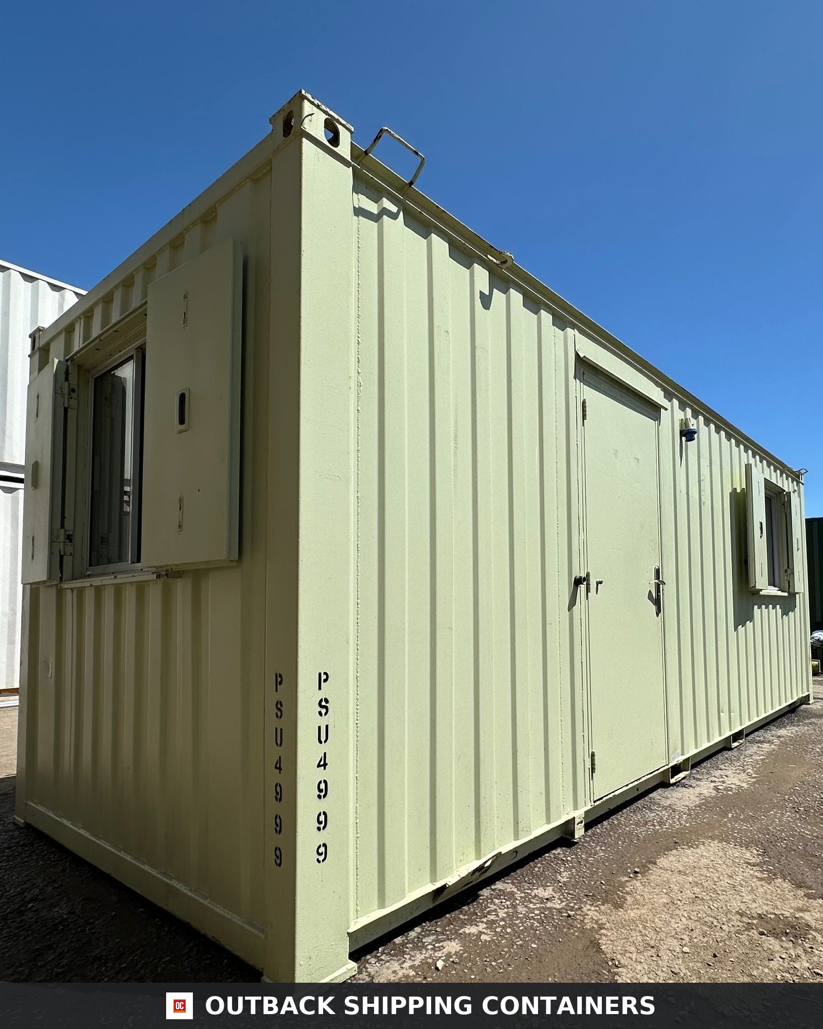 21x8ft for Sale — Three-Quarter Angle View | Outback Shipping Containers 21x8ft — Canteen / Office — Building Site Accommodation — Portable Anti-Vandal - image 3