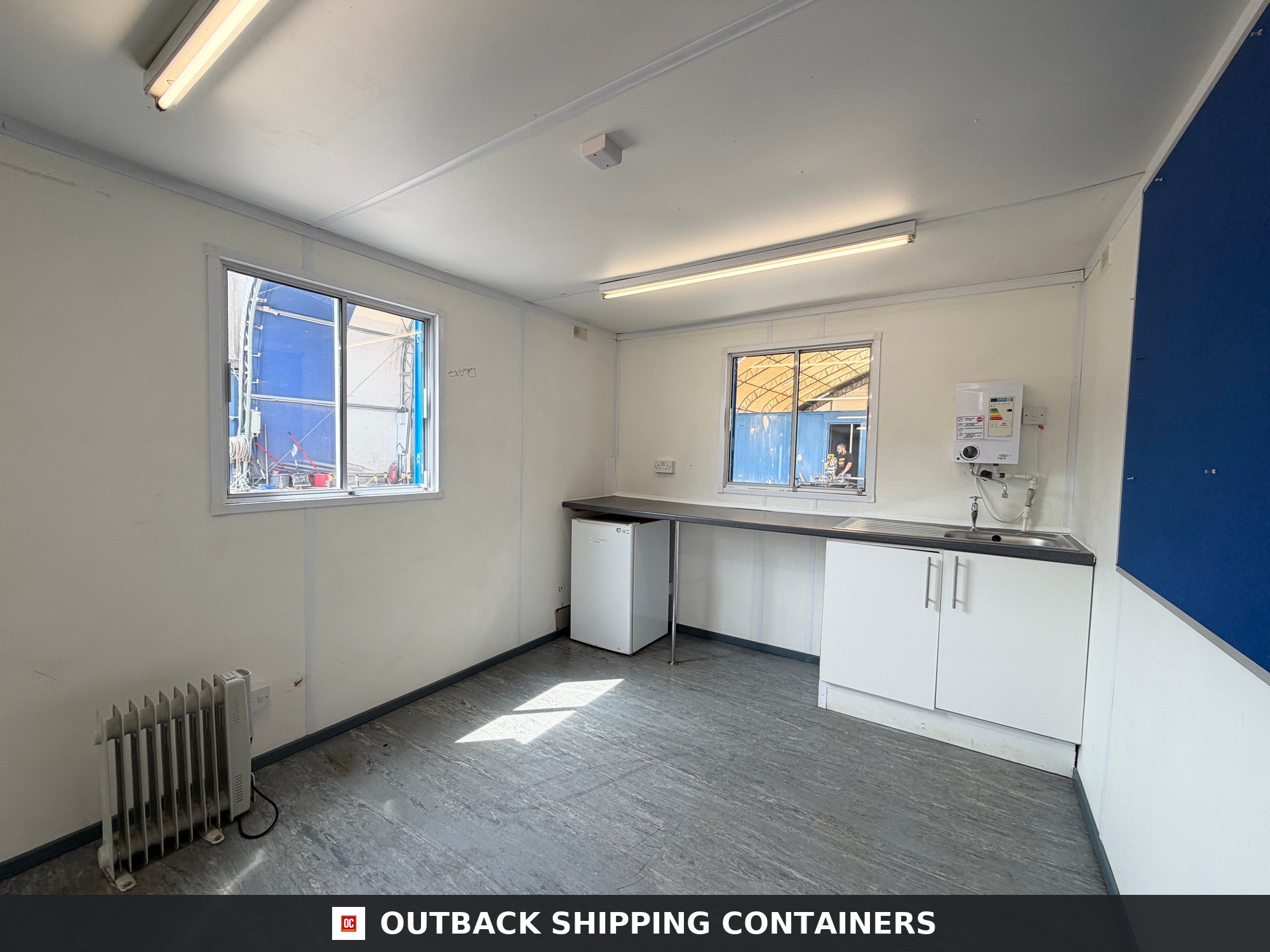 32x10ft for Sale — Three-Quarter Angle View | Outback Shipping Containers 32x10ft — Canteen / Office — Building Site Accommodation — Portable Anti-Vandal - image 2