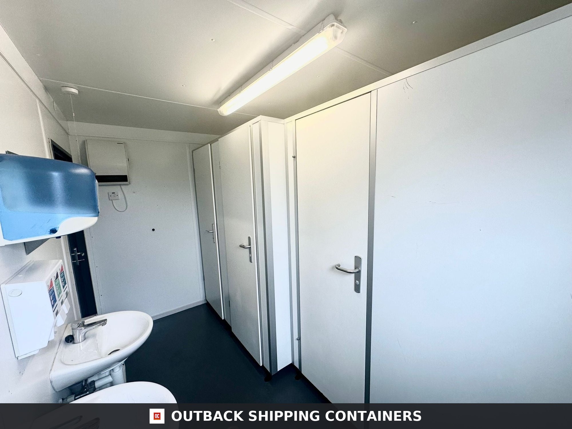 3+1 Toilet Block for Sale — Corner Casting and Frame Detail | Outback Shipping Containers 2 3 3+1 Toilet Block — 16 x 8 ft Anti-Vandal — Portable Toilet Block — No 1232 — product gallery image 10 of 13