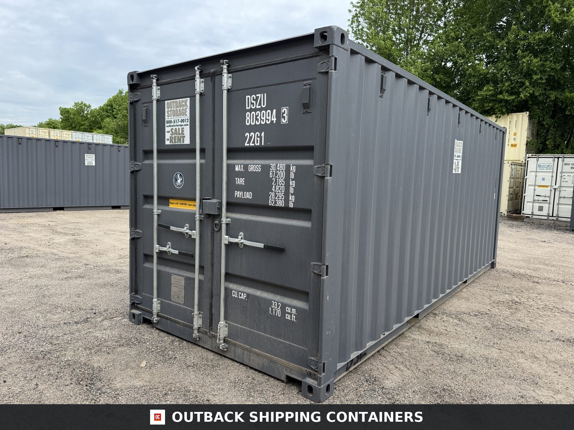 20ft New Shipping Container – Wind & Watertight – Gray — 20ft — new (image 8 of 12)