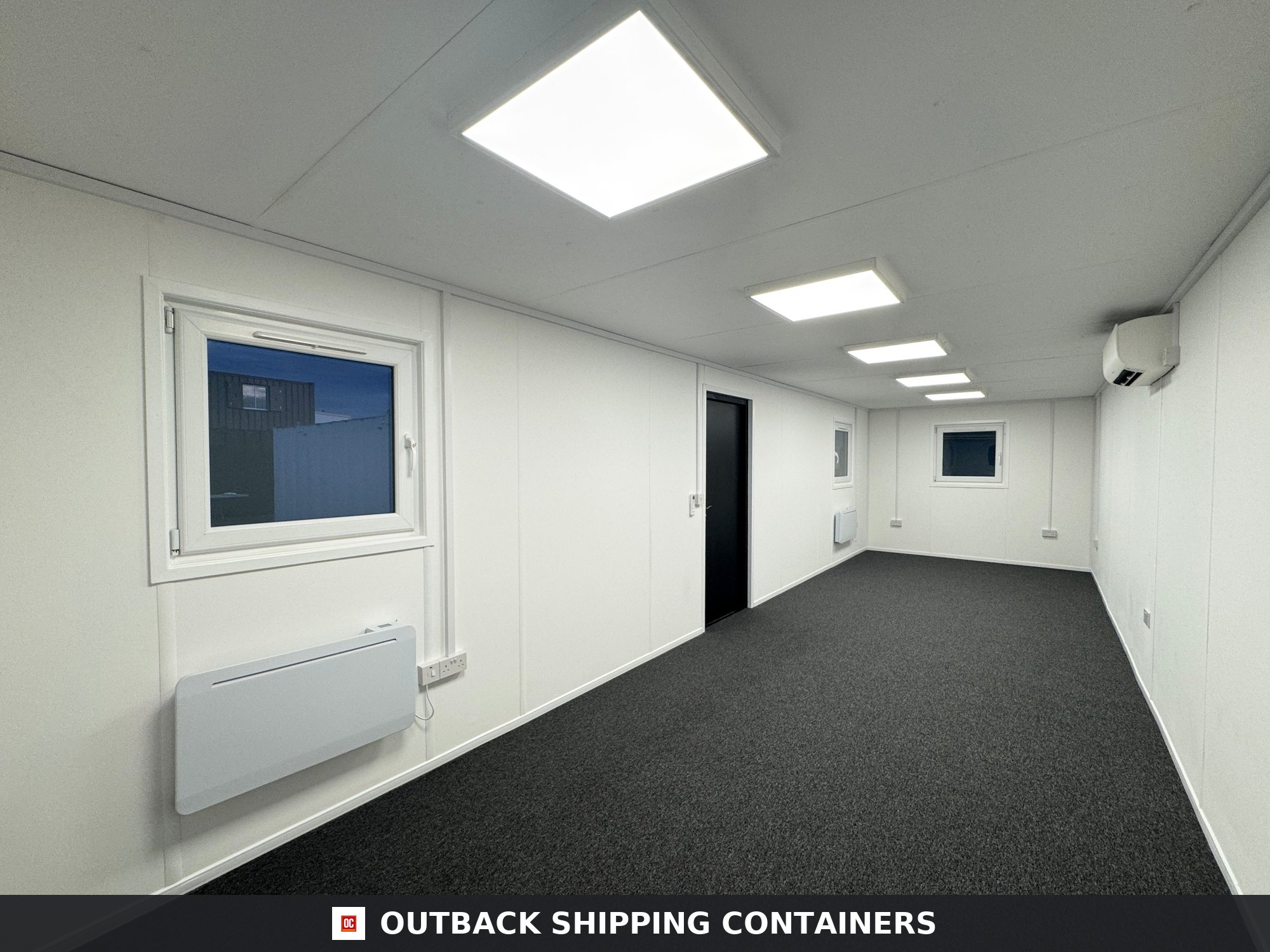 32x10ft Cabin for Sale — Interior Detail | Outback Shipping Containers 2 3 4 5 6 32x10ft Cabin — Open Plan Canteen / Office — image 6 of 15