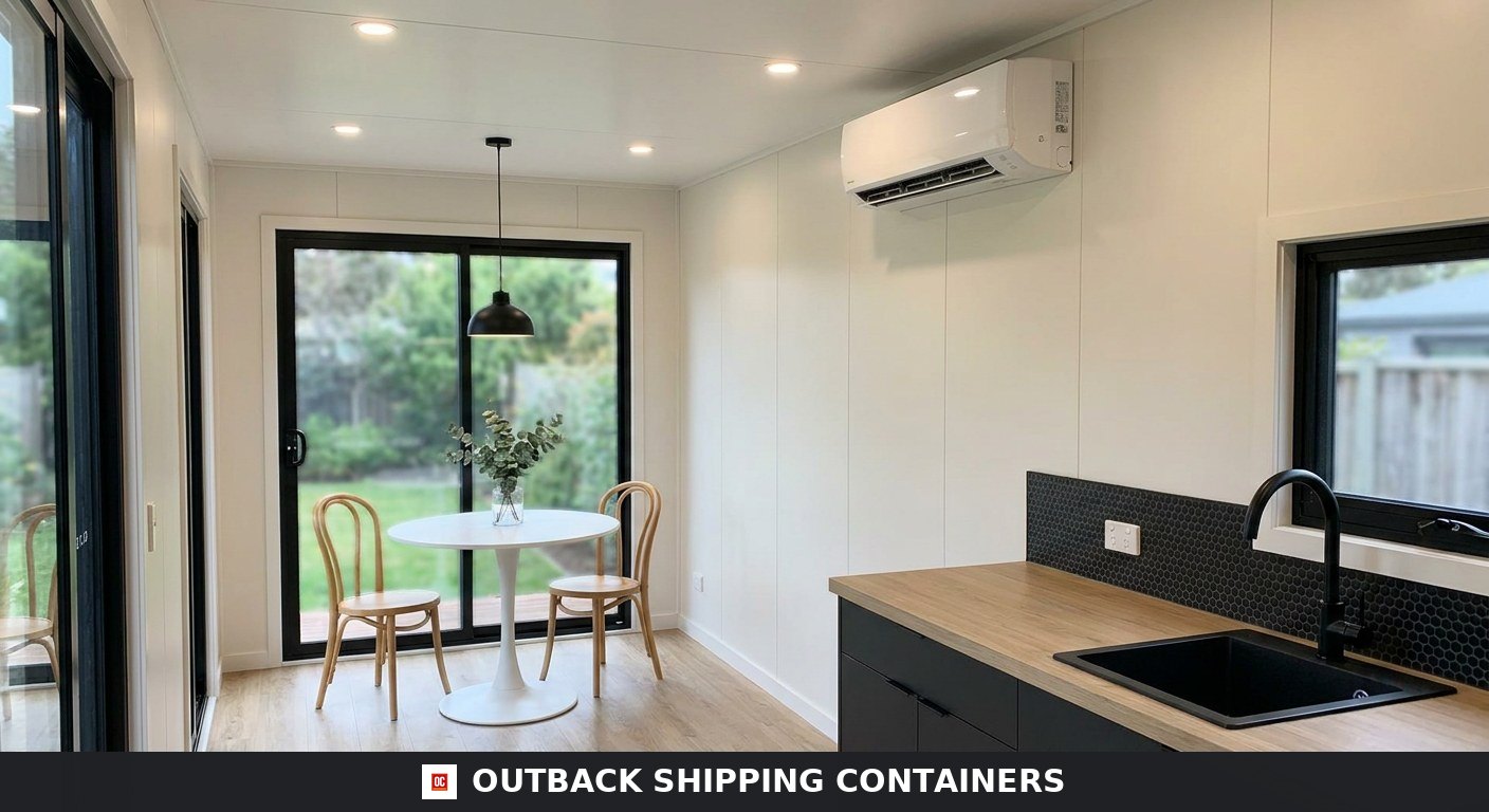 Luxury 40ft prefab container house with easy-folding — Corner Casting and Frame Detail Luxury 40ft prefab container house interior — dining nook with pedestal table and pendant light