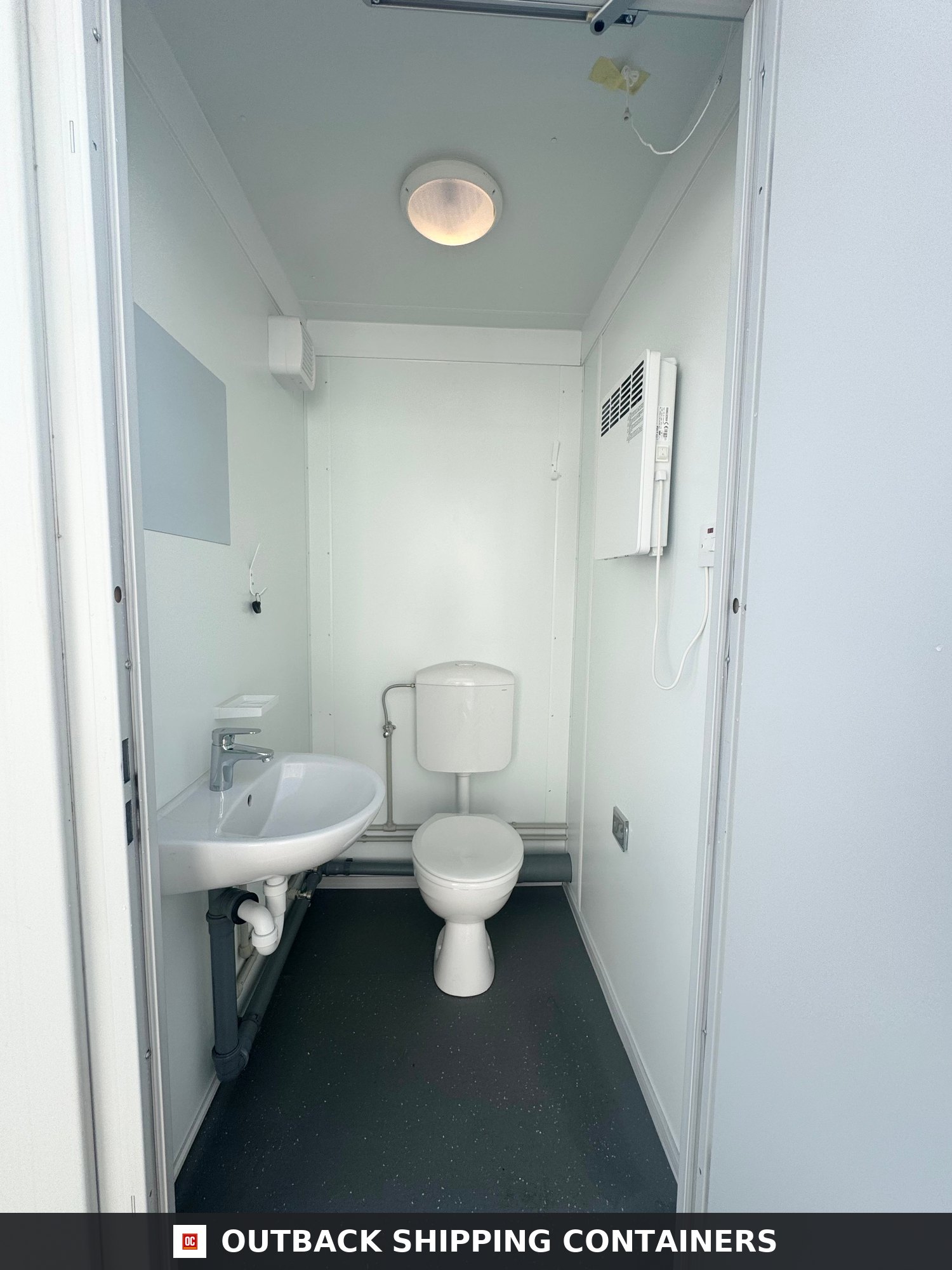 4 Bay Toilet Block for Sale — Window and Shutter Detail | Outback Shipping Containers 4 Bay Toilet Block — 4 WCs — 10 x 8 ft NEW Portable — 4 Toilets, 4 Basins — Grey — No 795 — product gallery image 8 of 14