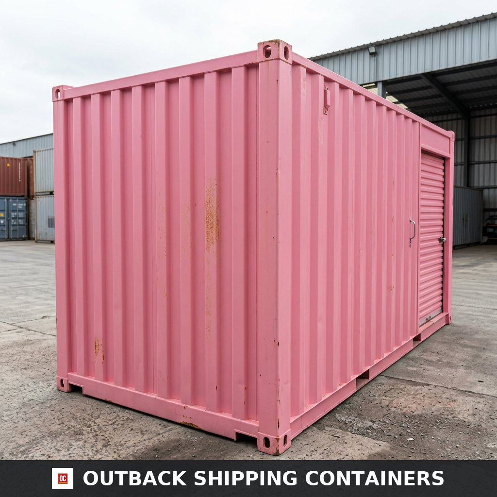 10 ft Pink Container with Roll‑Up Door 10ft — Interior View | Outback Shipping Containers 10 ft Pink Container with Roll‑Up Door — 10ft — new — storage containers (image 5 of 6)