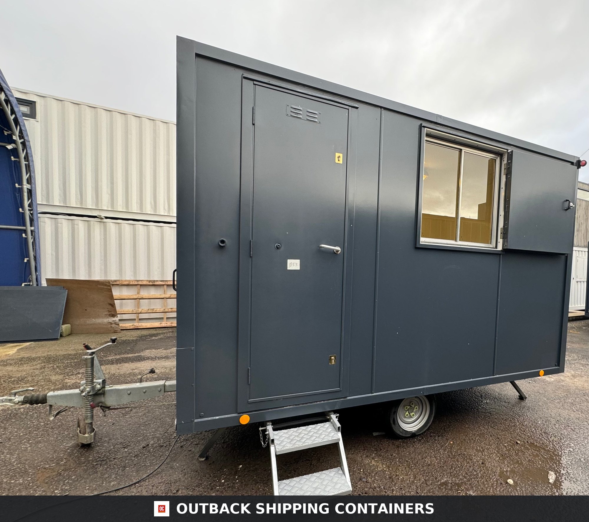 Towable Office Unit | AJC Towable Welfare Office | No 1053 for Sale — Window and Shutter Detail Towable Office Unit | AJC Towable Welfare Office | No 1053