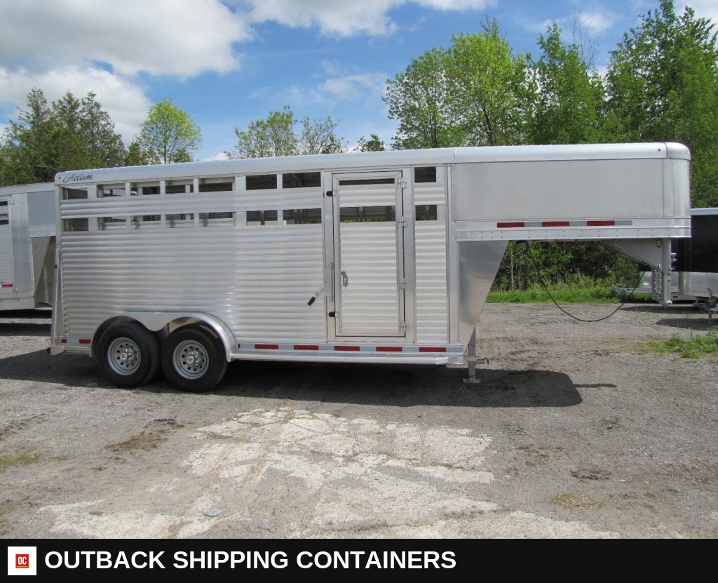 2023 Adams Trailers 16' Gooseneck Aluminum Stock Trailer for sale — front exterior view
