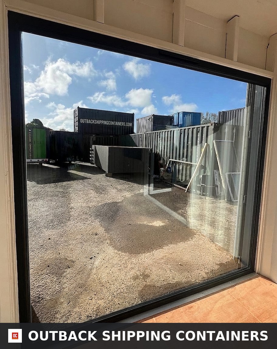 20x8ft CUSTOM SHIPPING CONTAINER CONVERSION for Sale — Window and Shutter Detail 2 3 4 CD-1191 20x8ft CUSTOM SHIPPING CONTAINER CONVERSION — Portable Build — angle 8