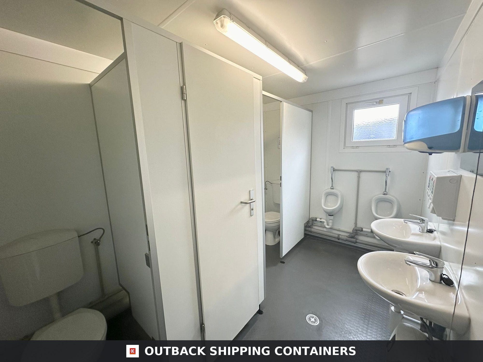 3+1 Toilet Block for Sale — Window and Shutter Detail | Outback Shipping Containers 2 3 3+1 Toilet Block — 16 x 8 ft Anti-Vandal — Portable Toilet Block — No 1232 — product gallery image 8 of 13