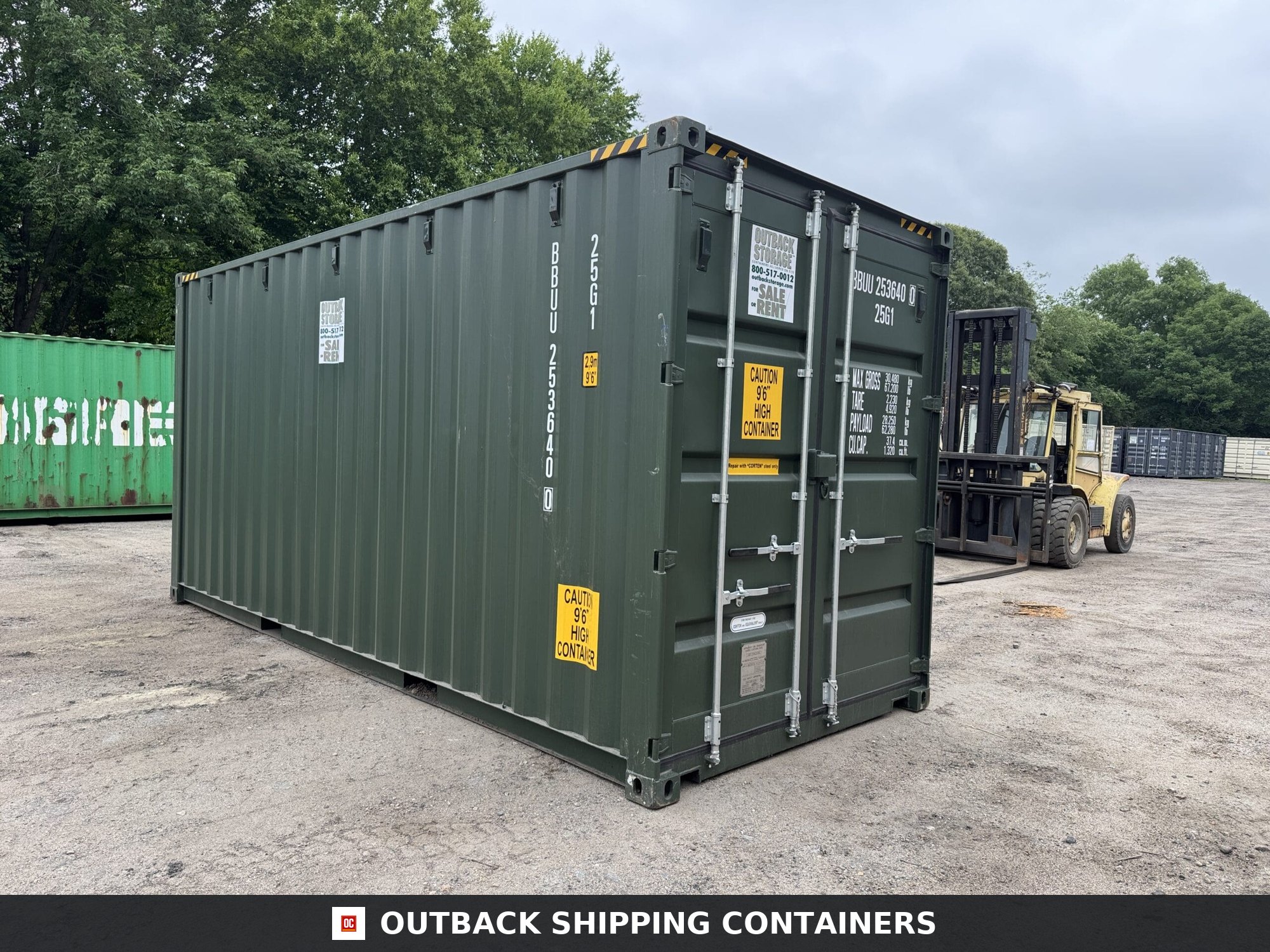 20ft New High Cube Shipping Container – Wind & Watertight – Green — 20ft — new (image 1 of 12)