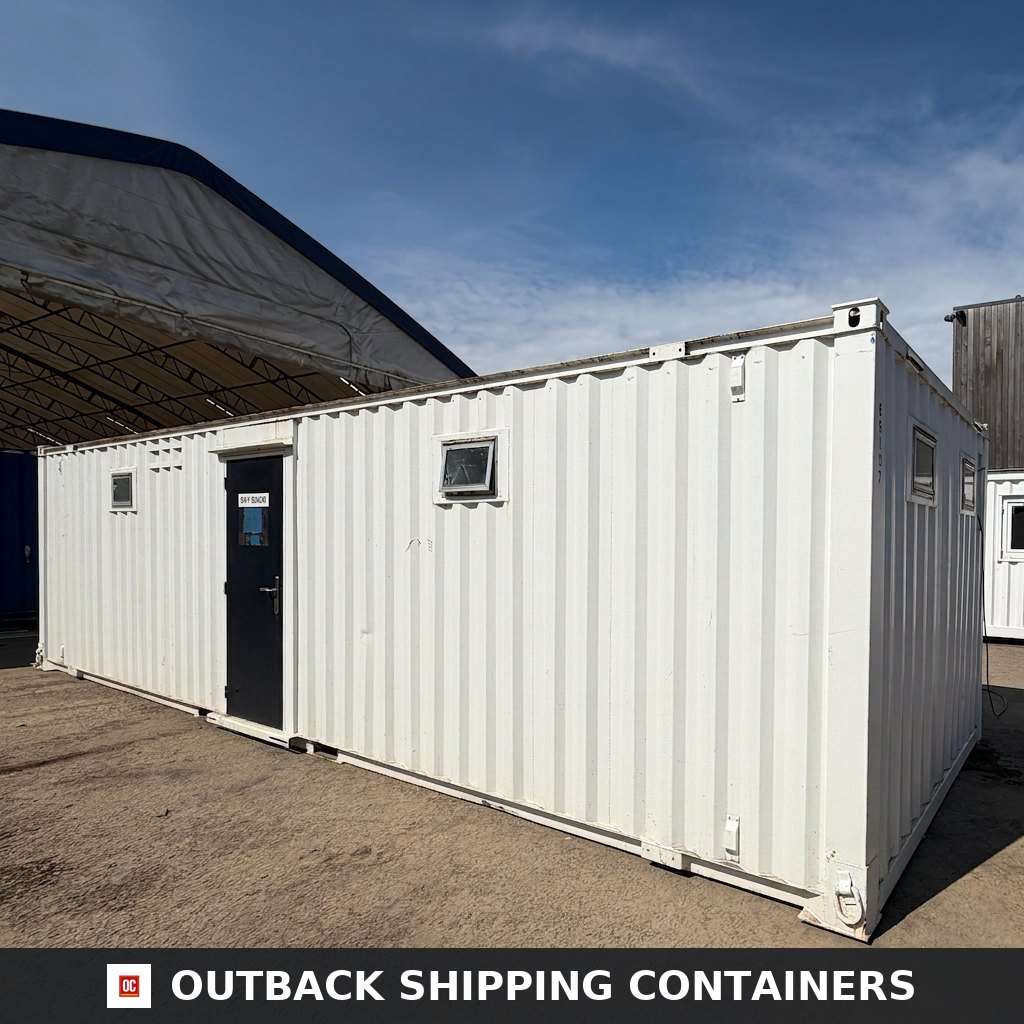 32x10ft for Sale — Side Profile View | Outback Shipping Containers 32x10ft — Drying Room / Changing Room — Building Site Accommodation — Portable Anti-Vandal - image 1