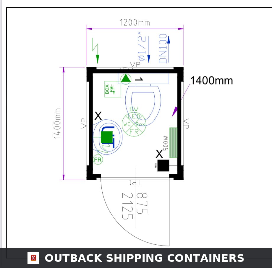 New Single Toilet Block for Sale — Rear Exterior View | Outback Shipping Containers New Single Toilet Block — 5x5 ft WC — Containex — Light Grey — No 791 — product gallery image 3 of 6