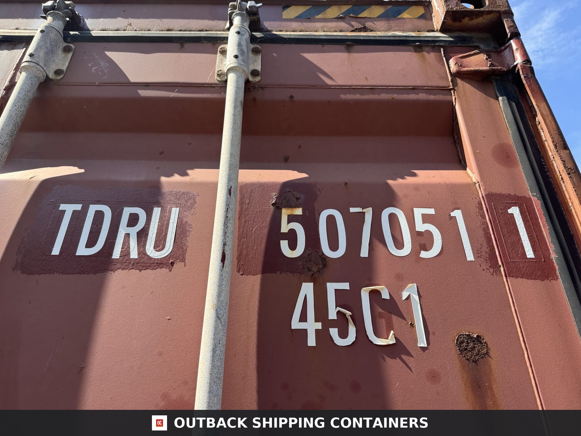 40ft Used High Cube Shipping Container for Sale — Interior Detail | Outback Shipping Containers 40ft Used High Cube Shipping Container – Wind & Watertight – Red — 40ft — used (image 6 of 12)