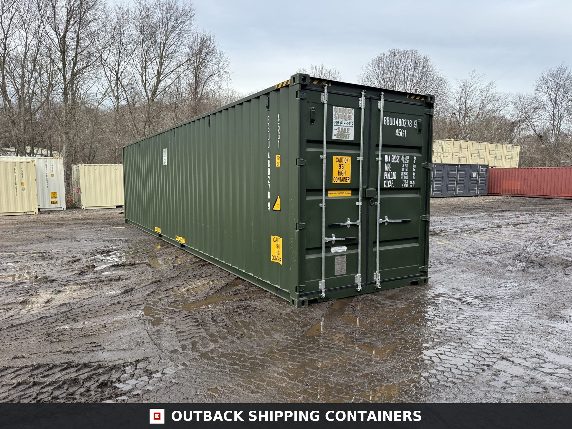 40ft New High Cube Shipping Container – Wind & Watertight – Green — 40ft — new (image 1 of 12)