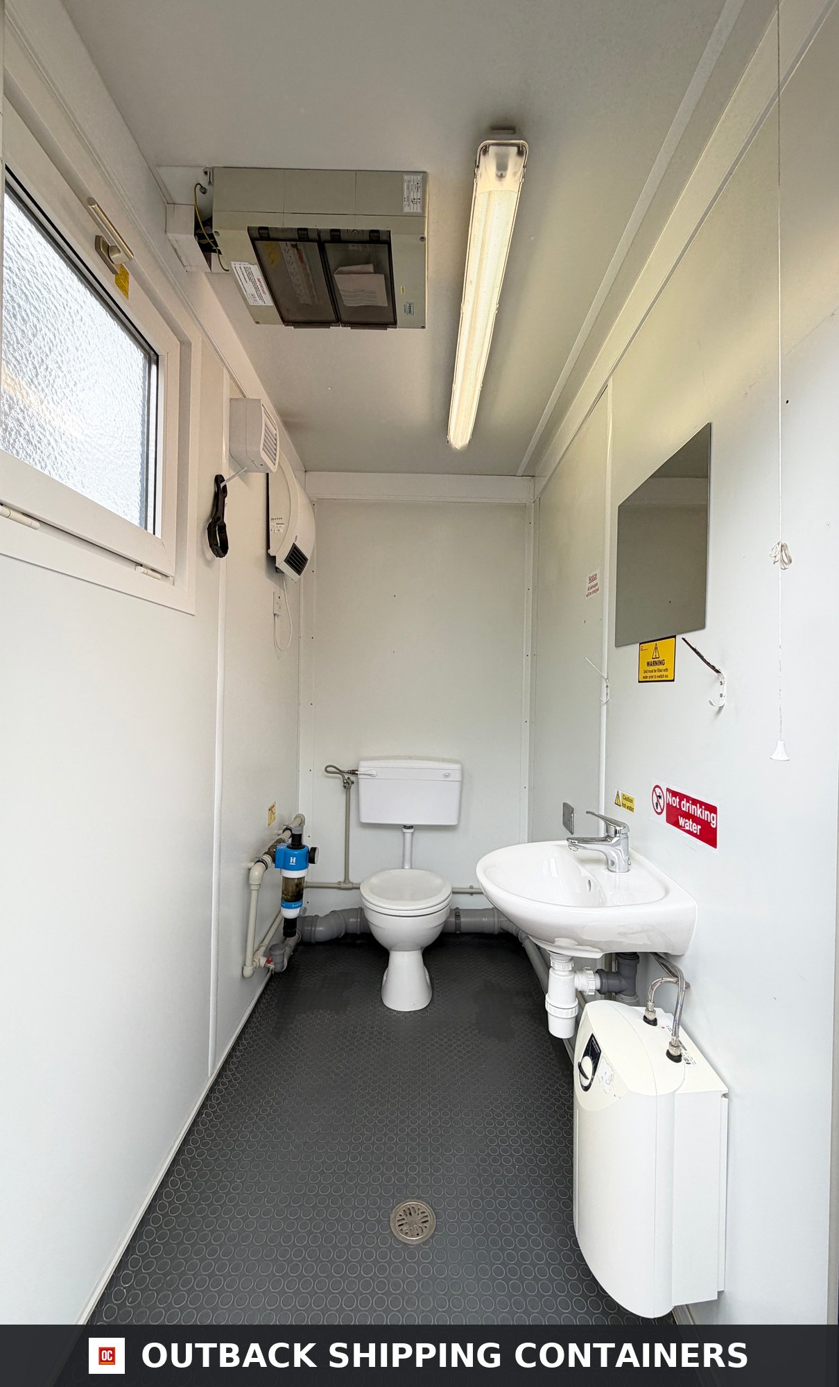 16 x 8 ft for Sale — Window and Shutter Detail | Outback Shipping Containers 16 x 8 ft — 3 + 1 Toilet Block — Portable Building — Site Accommodation — No 1796 — product gallery image 8 of 8