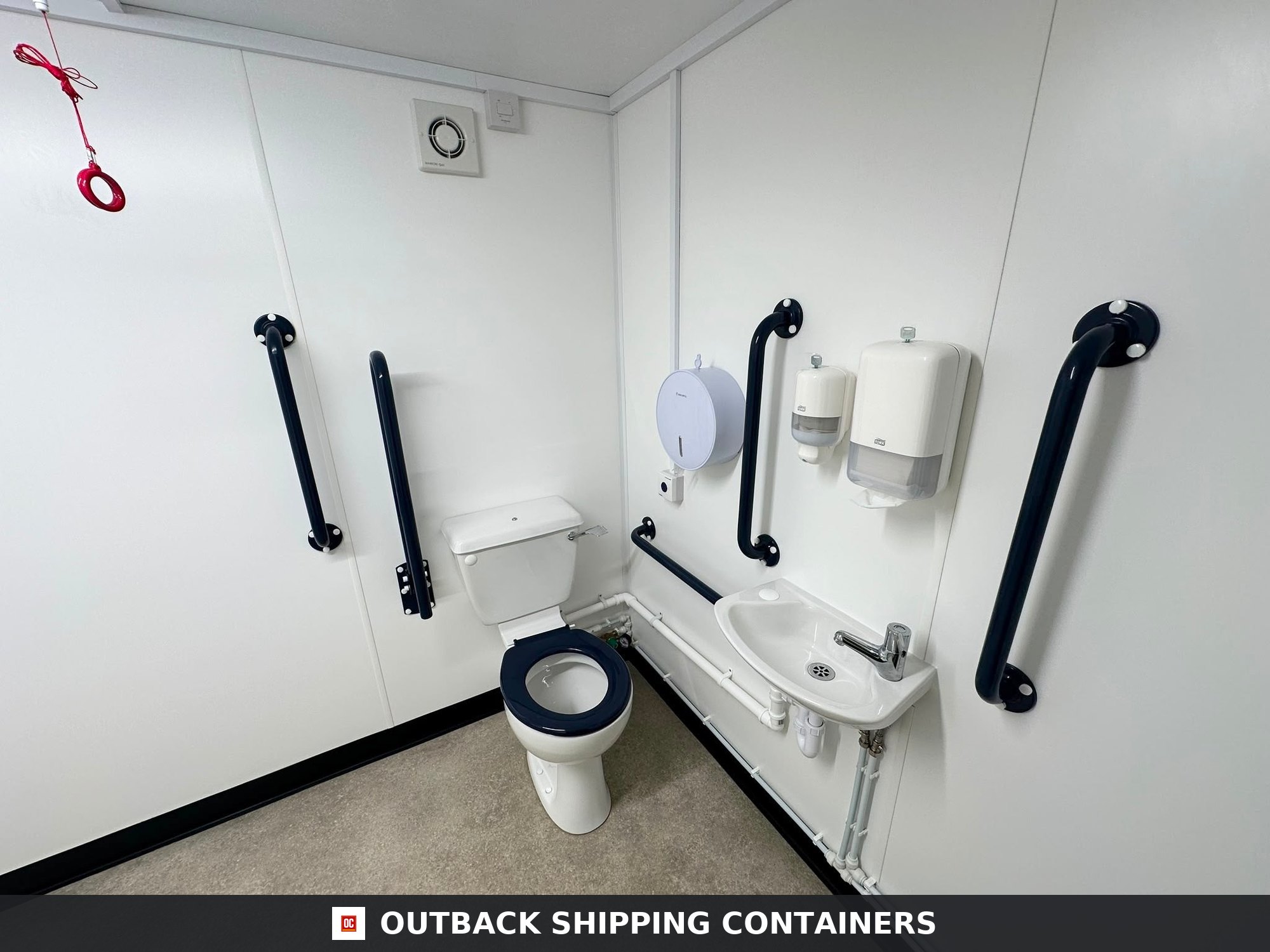 CUSTOM for Sale — Interior View | Outback Shipping Containers CUSTOM — Disabled Access Toilet Block — DDA Compliant — Baby Change — 12x8ft Portable — No 1594 — product gallery image 5 of 13