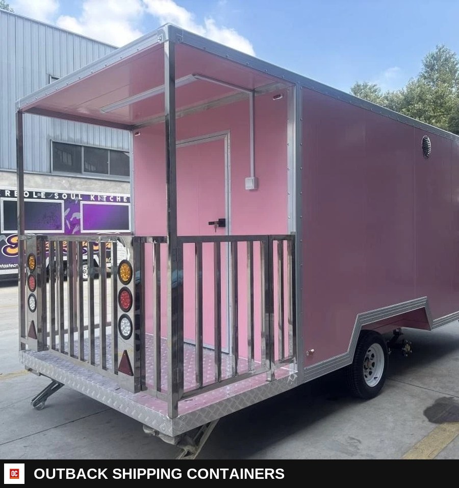 Food Truck With Full Kitchen Food Trailers Fully Equipped Street Mobile — Three-Quarter Front Angle | Outback Shipping Containers Food Truck With Full Kitchen Food Trailers Fully Equipped Street Mobile for sale — three-quarter front angle