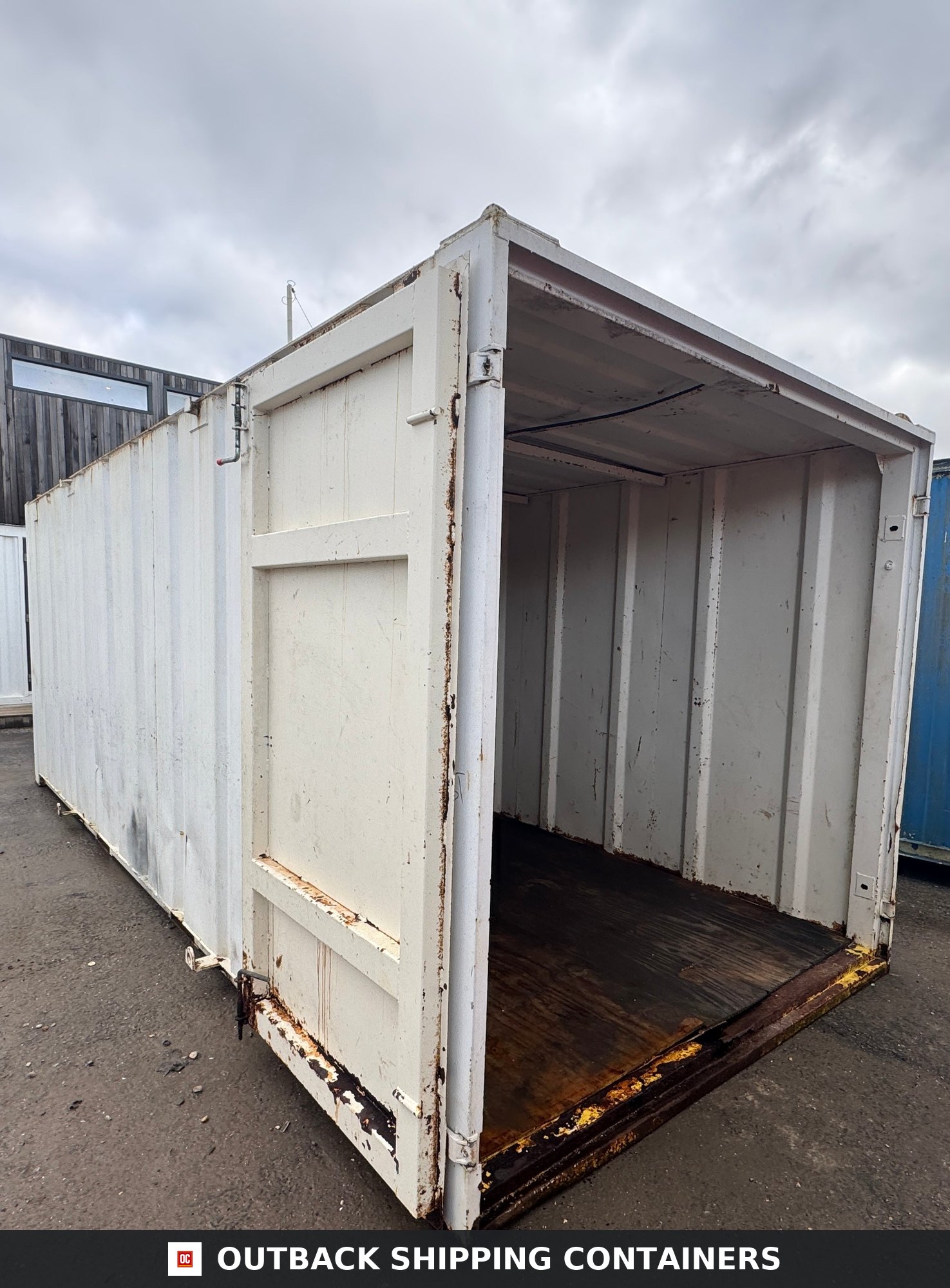 20x8 ft Anti-Vandal Store 20ft x 8ft — Three-Quarter Angle View | Outback Shipping Containers 20x8 ft Anti-Vandal Store — Storage Container (Reduced) — gallery view 3
