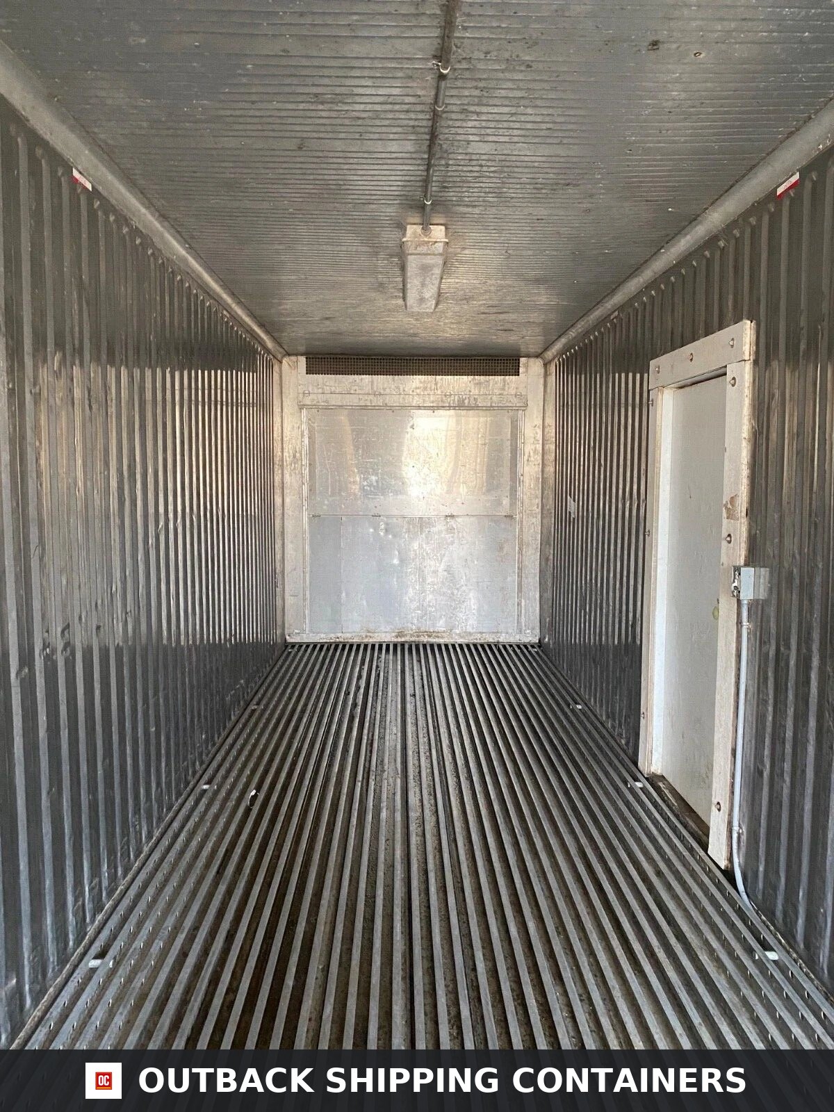 Used 40ft Refrigerated Shipping Container — Side Profile View | Outback Shipping Containers Used 40ft Refrigerated Shipping Container – With Custom Side Door Access — 40ft refrigerated container (image 2 of 6)