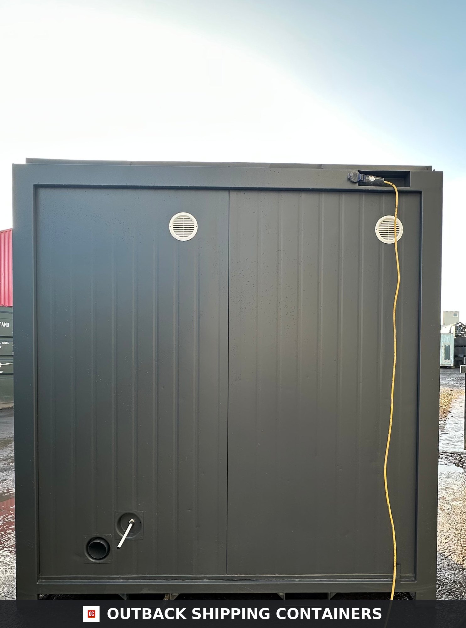 Double Toilet Block for Sale — Interior Detail | Outback Shipping Containers Double Toilet Block — Male/Female WC — 8 x 5 ft — Refurbished Portable — 1+1 Toilet — No 1388 — product gallery image 5 of 8