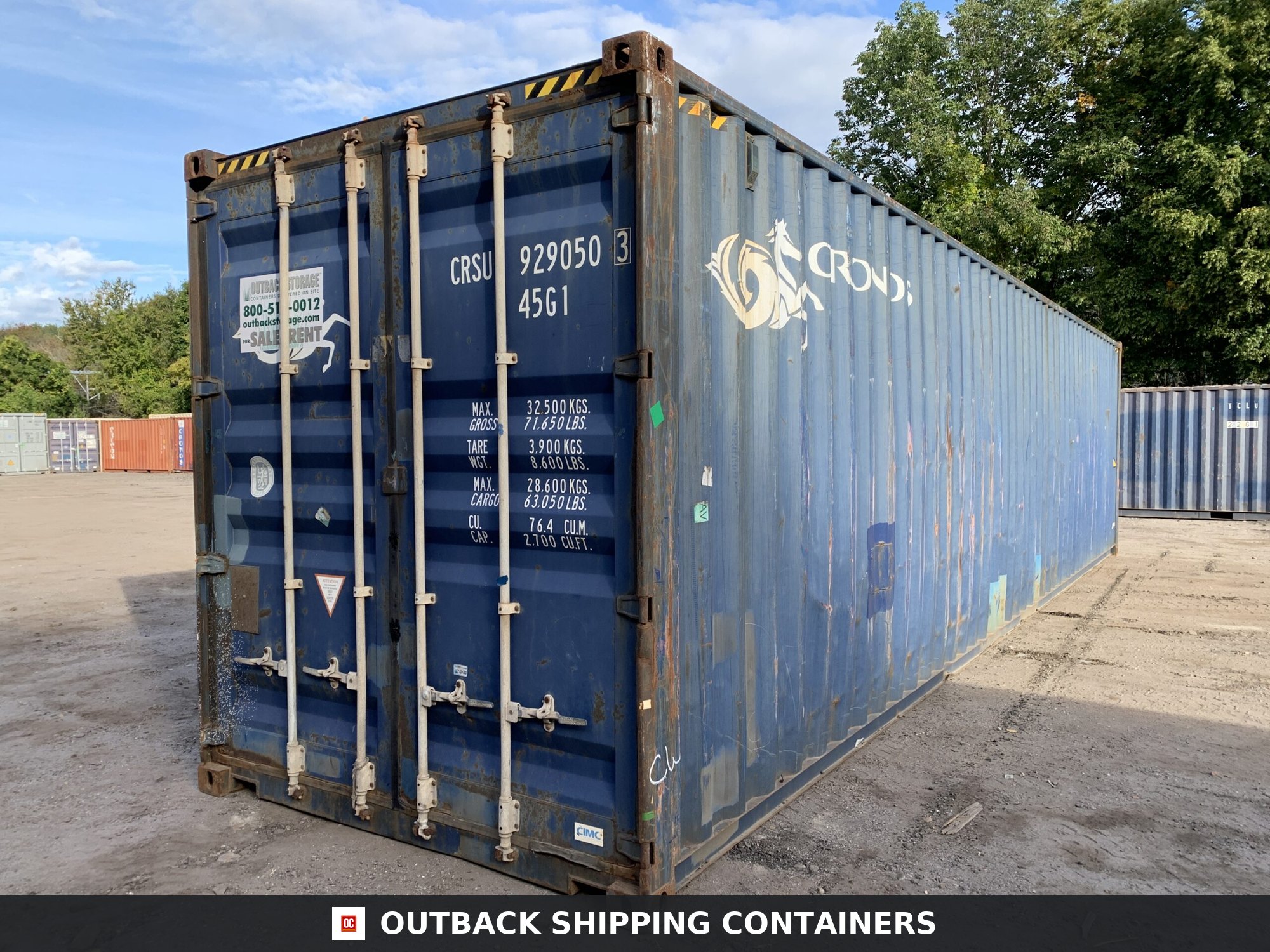 40ft As-Is High Cube Shipping Container – Wind & Watertight – Blue — 40ft — as_is (image 1 of 12)