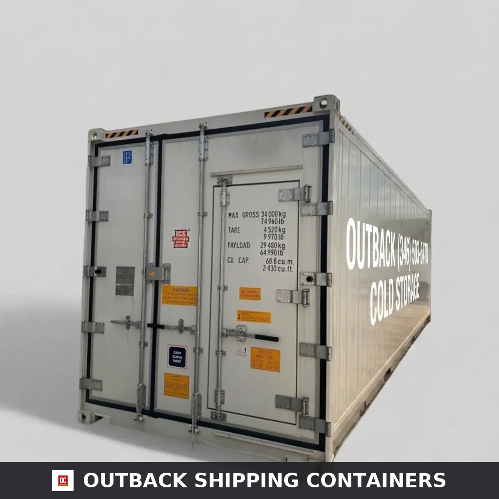40ft High Thermo King Refrigerated Container — Rear Exterior View | Outback Shipping Containers 40ft High Thermo King Refrigerated Container – One Trip/ 2023 — 40ft refrigerated container (image 4 of 4)