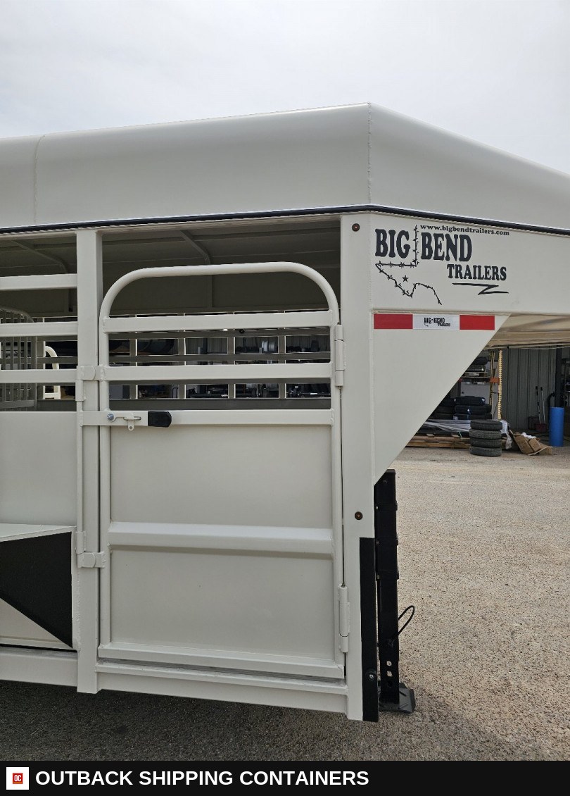 2025 Big Bend 6’8"X24' Stock / Stock Combo Trailer — Three-Quarter Front Angle | Outback Shipping Containers 2025 Big Bend 6’8"X24' Stock / Stock Combo Trailer for sale — three-quarter front angle