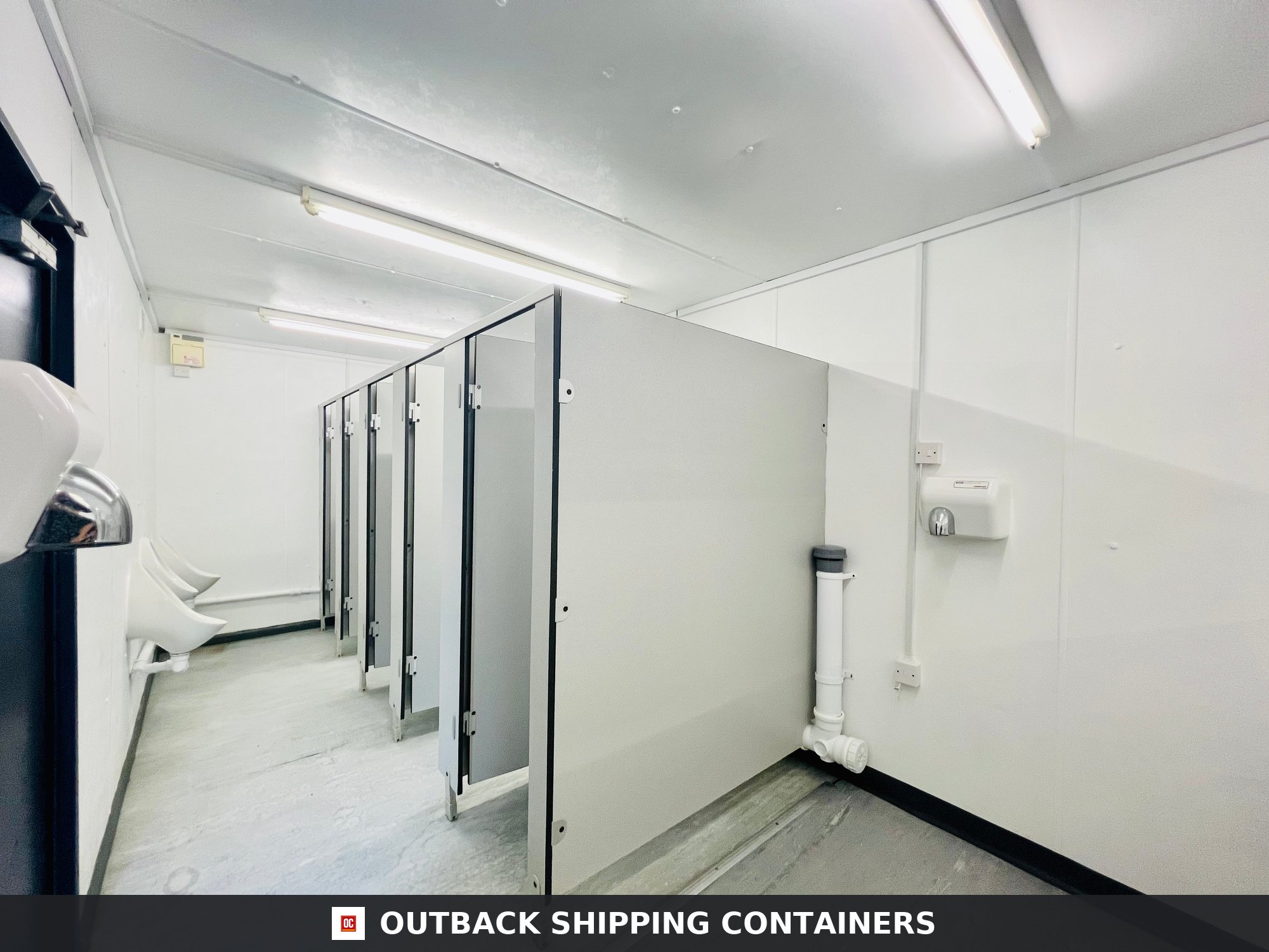 Toilet Block Cabin for Sale — Side Profile View | Outback Shipping Containers Toilet Block Cabin — 24 x 9 ft Anti-Vandal — 5+1 Container Toilet WC — No 738 — product gallery image 2 of 13
