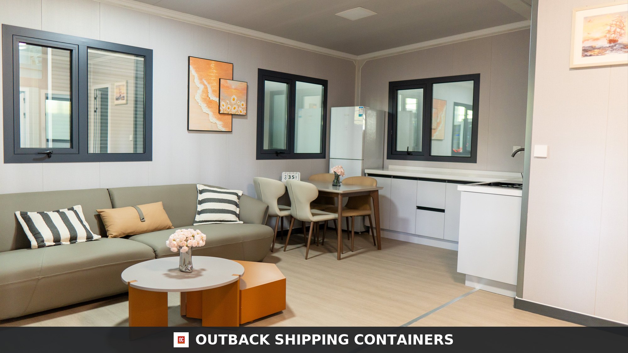 20FT Expandable 2 Bedroom Container Home for Sale — Expanded Unit On Site With Folding Wings Deployed | Outback Shipping Containers 20ft expandable 2 bedroom container home 385 sq ft — expanded unit on site with folding wings deployed