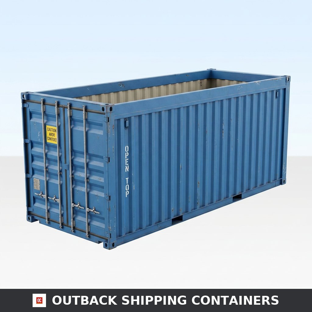 20ft used open top shipping container in blue steel with removable soft tarpaulin roof and double cargo doors