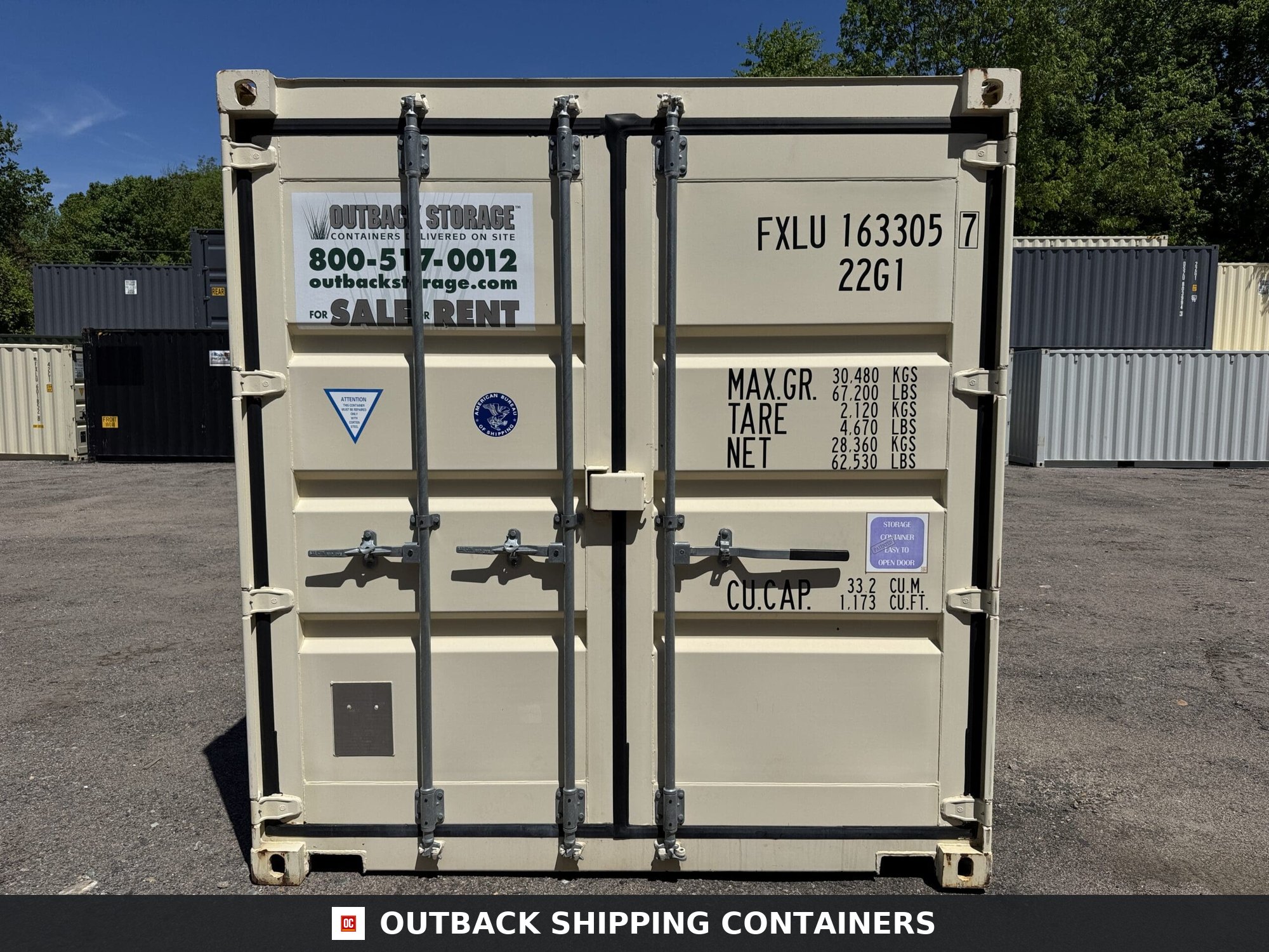 20ft Used Shipping Container – Wind & Watertight – Beige — 20ft — used (image 3 of 12)