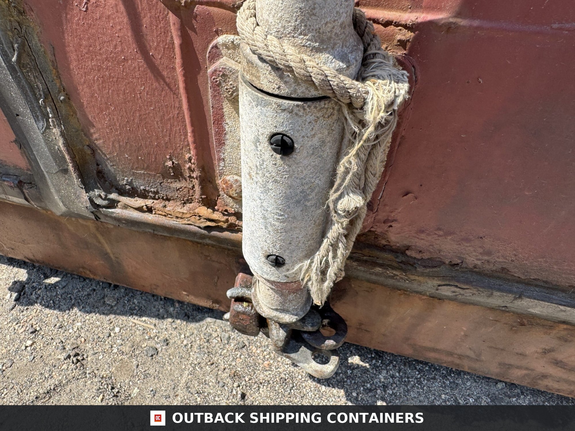 40ft Used High Cube Shipping Container — Rear Exterior View | Outback Shipping Containers 40ft Used High Cube Shipping Container – Wind & Watertight – Red — 40ft — used (image 4 of 12)