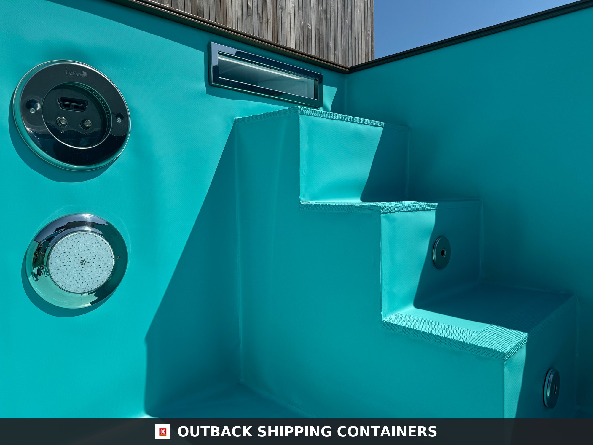 20FT Caribbean Blue Swim-Jet Container Pool — Interior View | Outback Shipping Containers 20FT Caribbean Blue Swim-Jet Container Pool — view 5 of 10